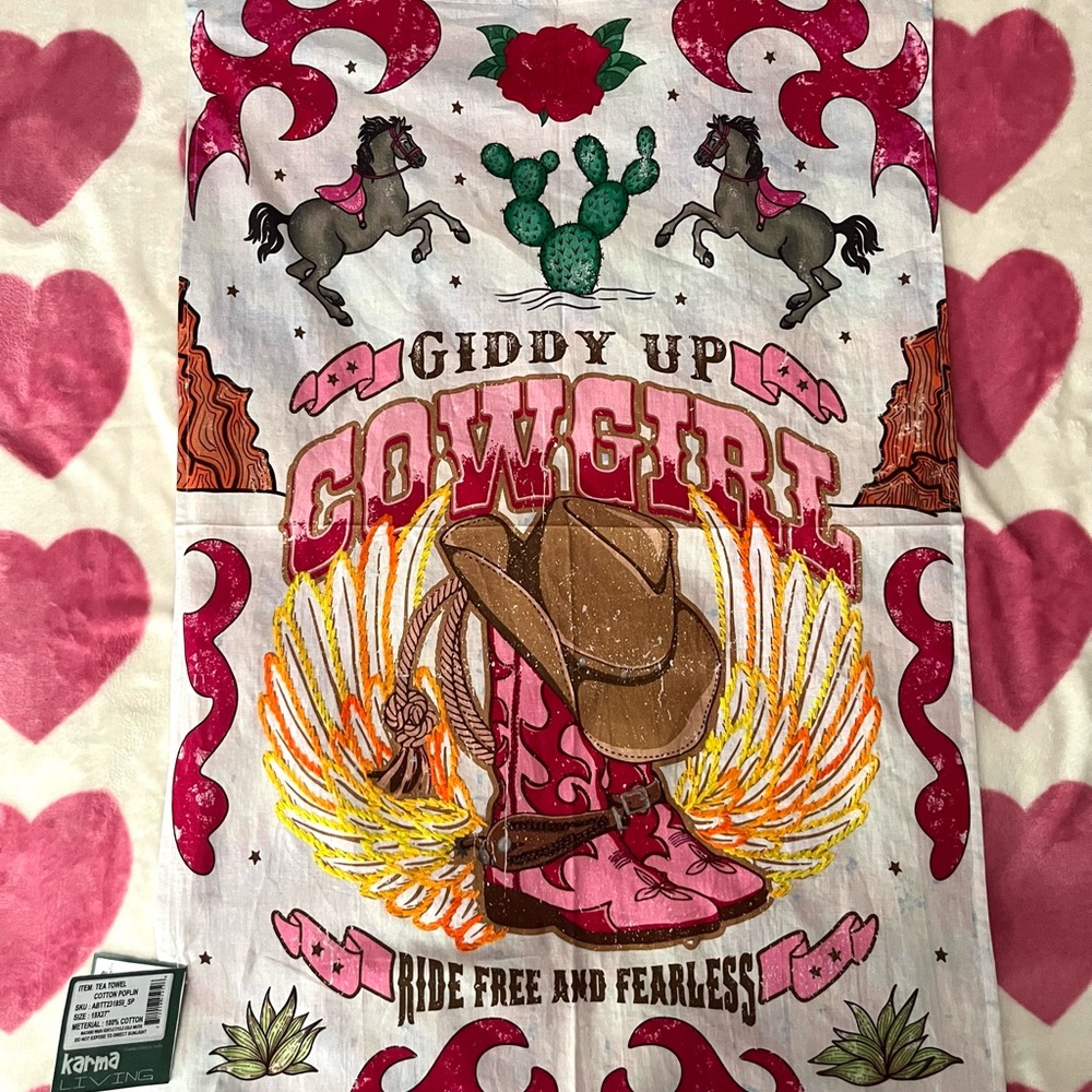 Giddy Up Cowgirl tea towel